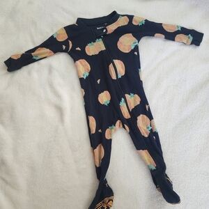 Burt's Bees Black and Orange Pumpkin Kids Footie